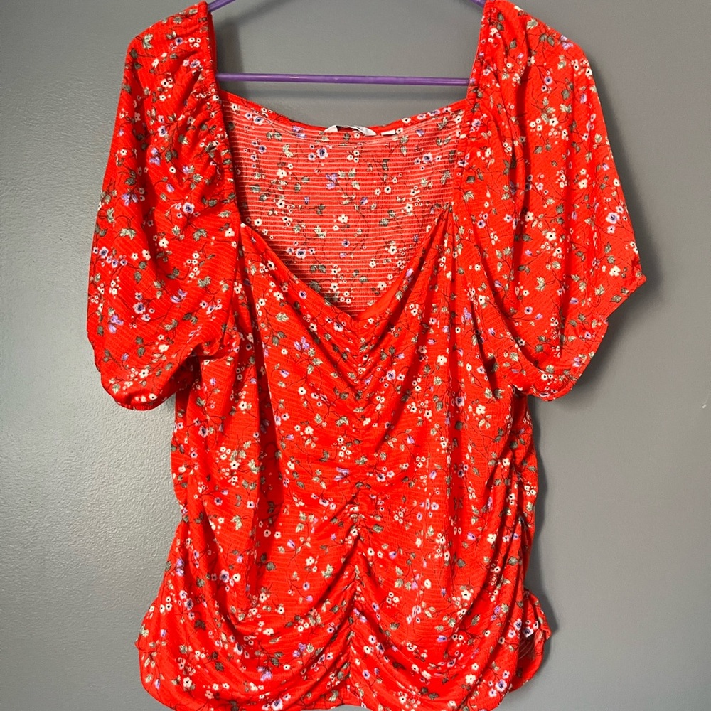 Reitmans Red Floral Blouse